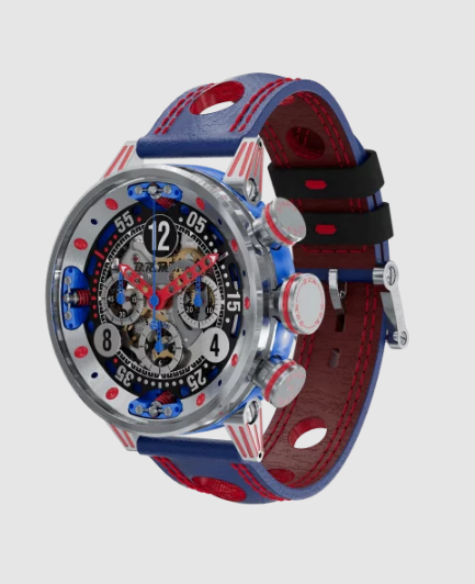 Review BRM V12 watches for sale B.R.M copy of V12-46-SA Blue Skeleton Chronograph